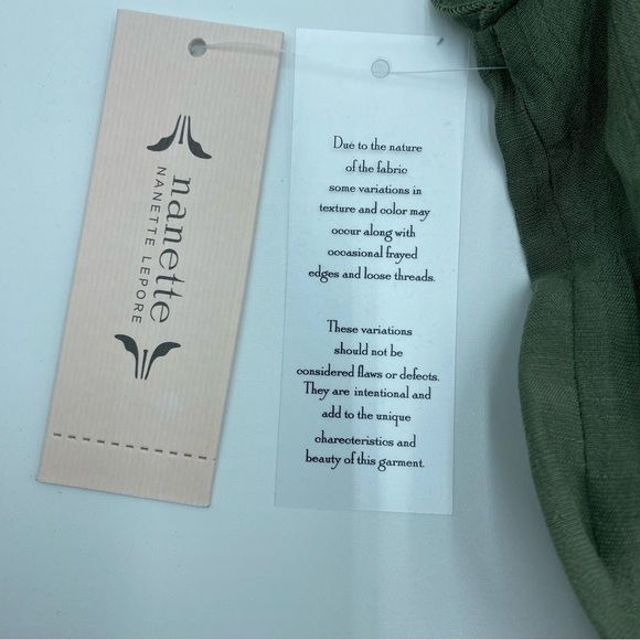 Nanette Lepore Olive Green Cap Sleeve Peasant Blouse Boho Pleat Detail Sz M - Picture 9 of 9